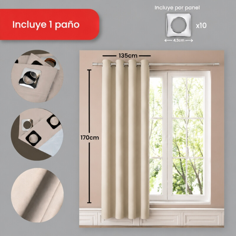 Paño cortina blackout 1,35m x 1,70m BEIGE