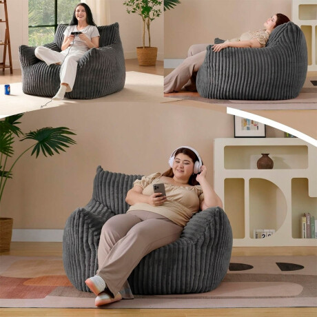 Sillón Sofá Puff Gigante Cloudnest 1 Cuerpo Pana Gris