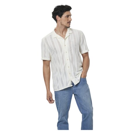 Camisa de Manga Corta para Hombre UFO Bahamas Blanco Blanco