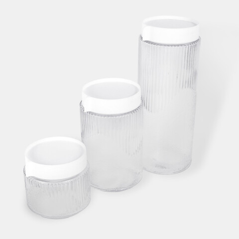 SET FRASCO VIDRIO C/TAPA 3PZAS Unica