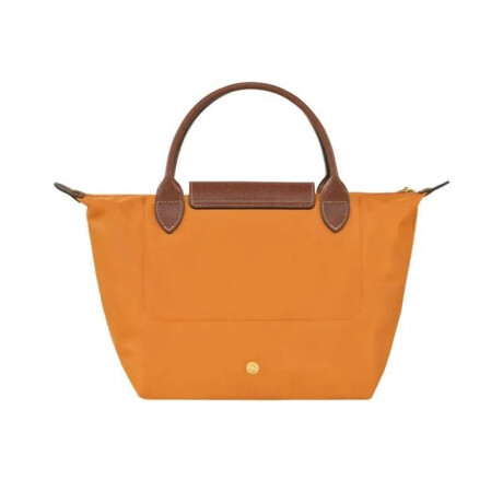 Longchamp -Cartera Longchamp plegable de nylon con cierre y asa corta, Le pliage S Mostaza