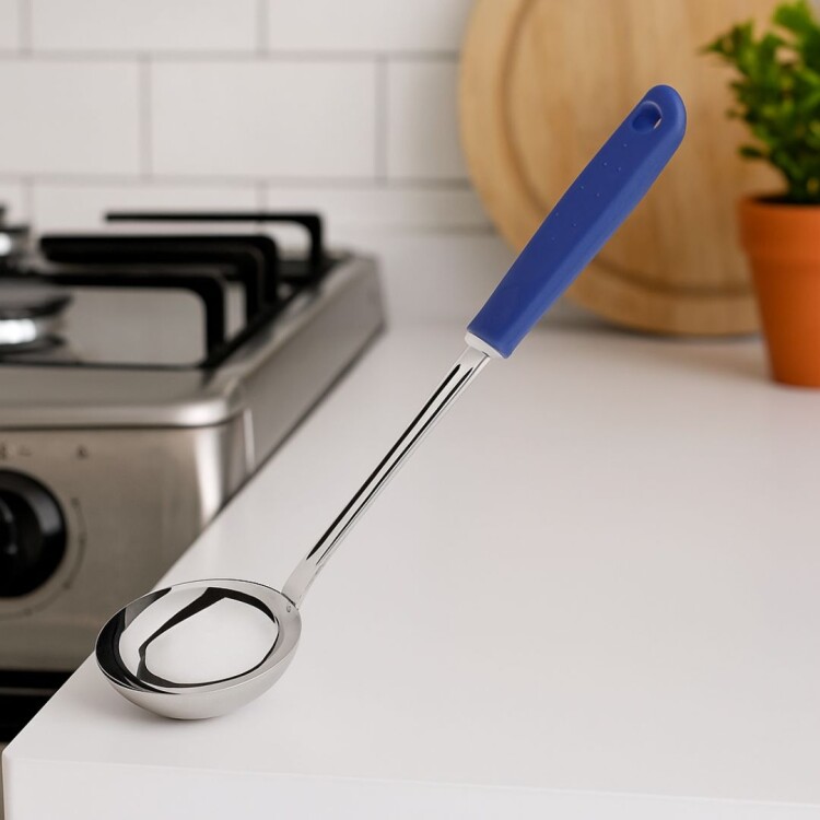 CUCHARON ACERO INOXIDABLE TRAMONTINA UTILITA AZUL CUCHARON ACERO INOXIDABLE TRAMONTINA UTILITA AZUL