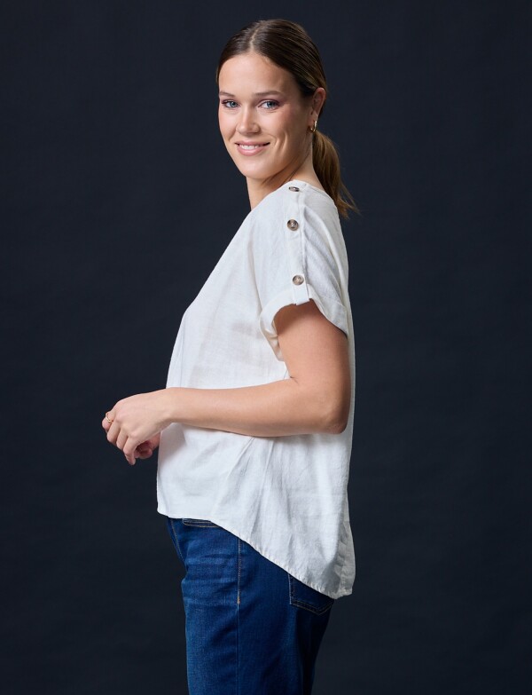 Blusa Lino Botones CRUDO