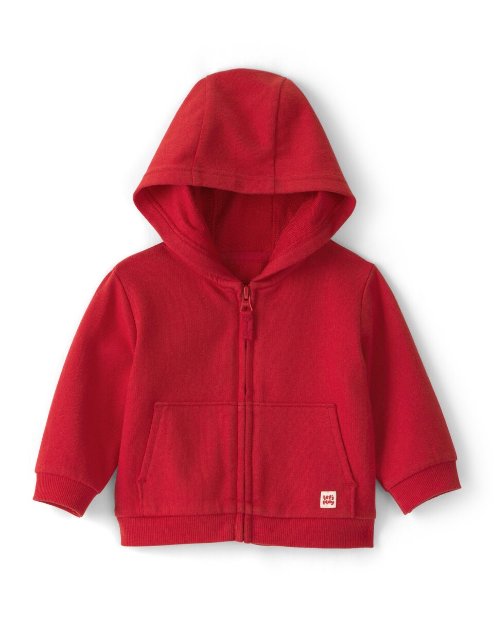 Campera de algodón, roja, con capucha 