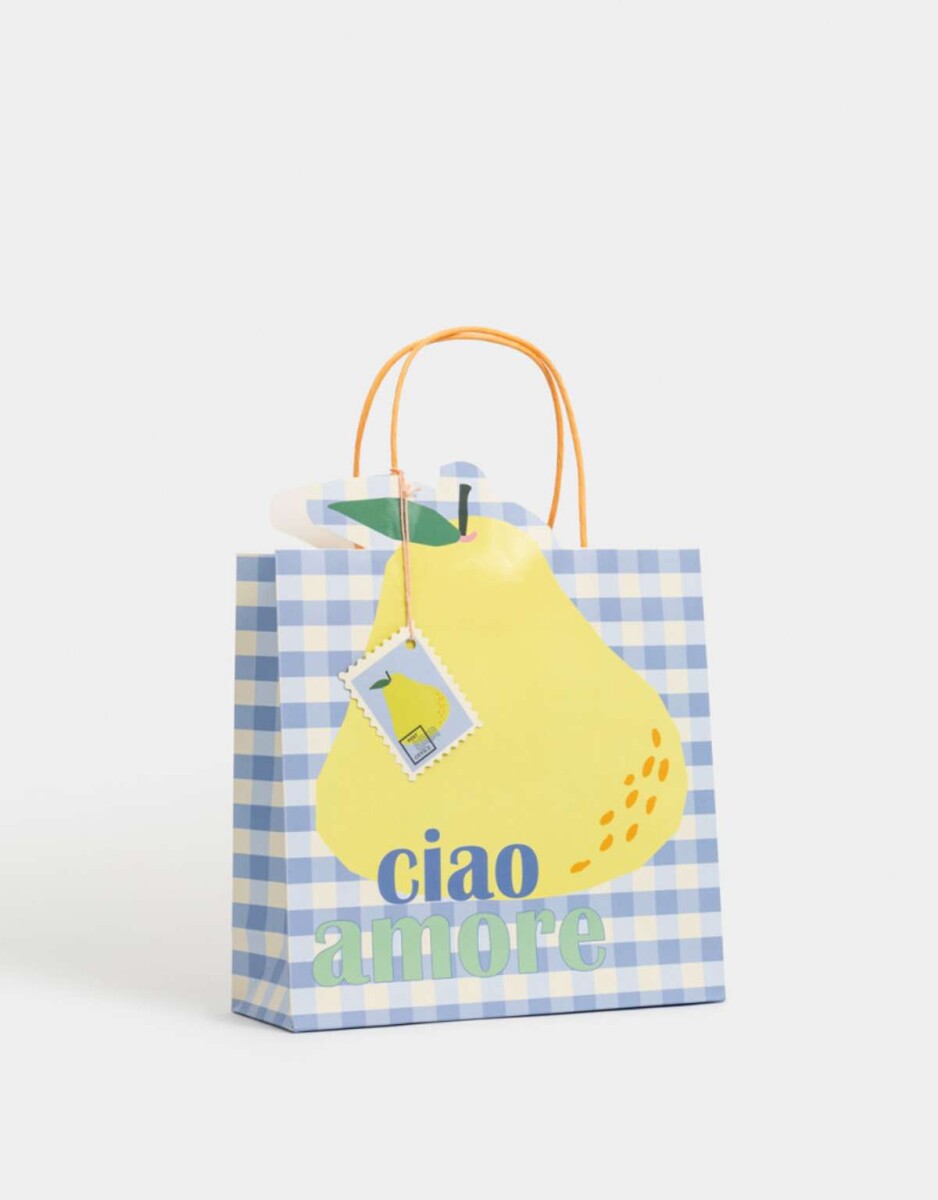 Bolsa De Regalo Mediana ''ciao Amore'' - Combinacion Multicolor 
