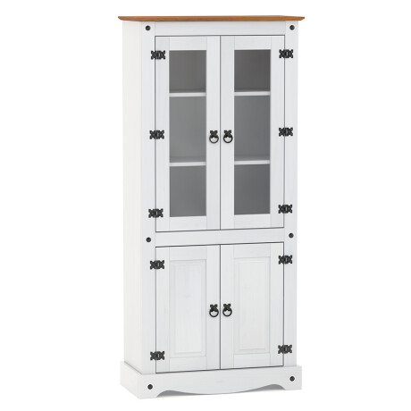 Biblioteca con Cristalero Línea Naturale Blanco/Roble