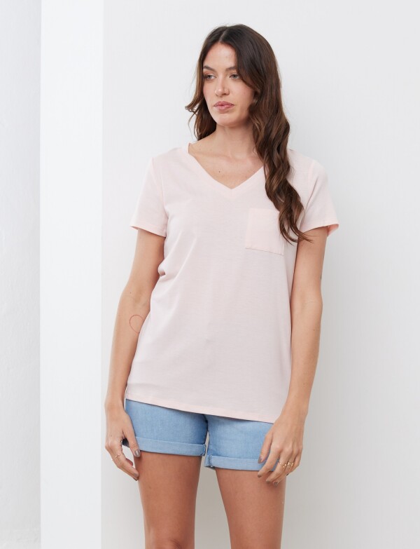 Remera Escote V ROSA