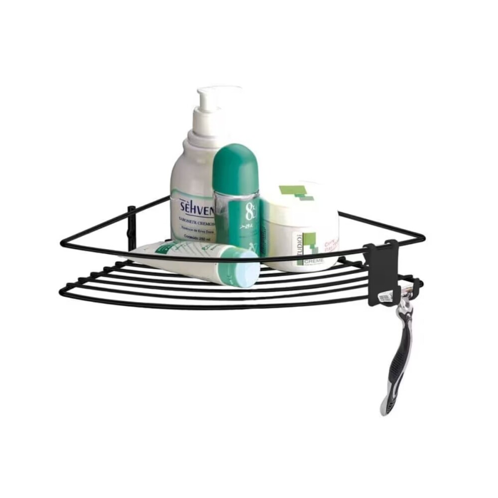 ESQUINERO CON GANCHO NEGRO MATE Esquinero Con Gancho Negro Mate