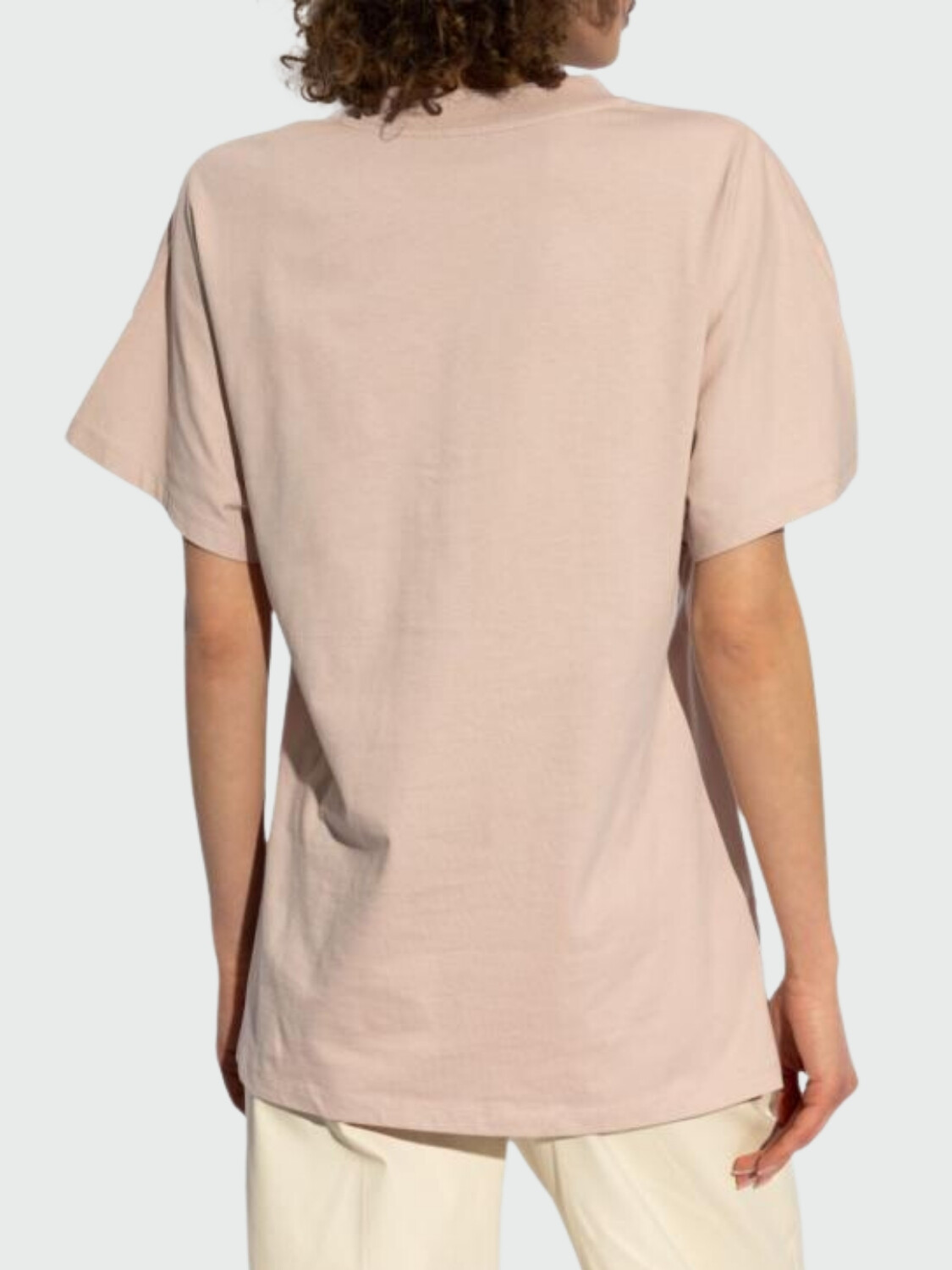 Moncler - Camiseta de Algodón con Logotipo en Cursiva Bordado Celeste