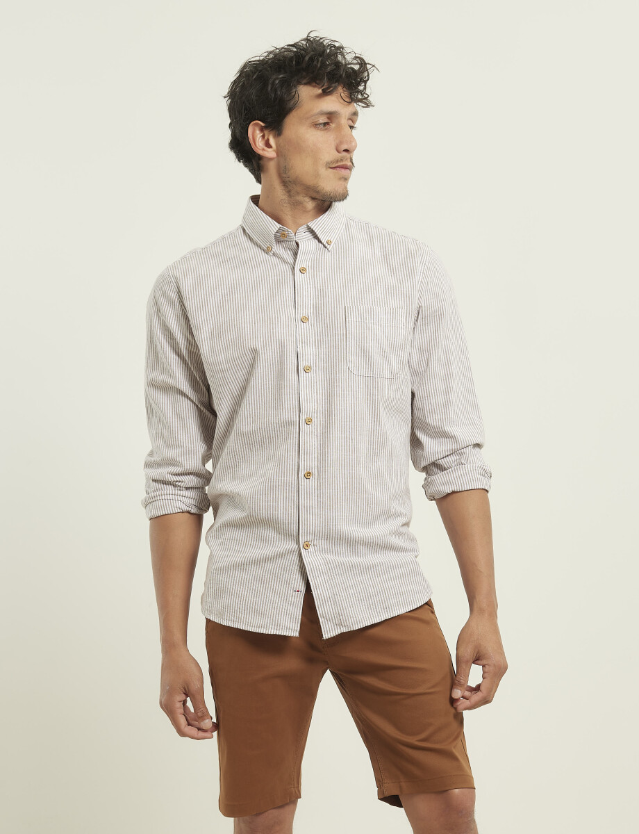 012503 CAMISA HARRINGTON LABEL Kaki / Blanco