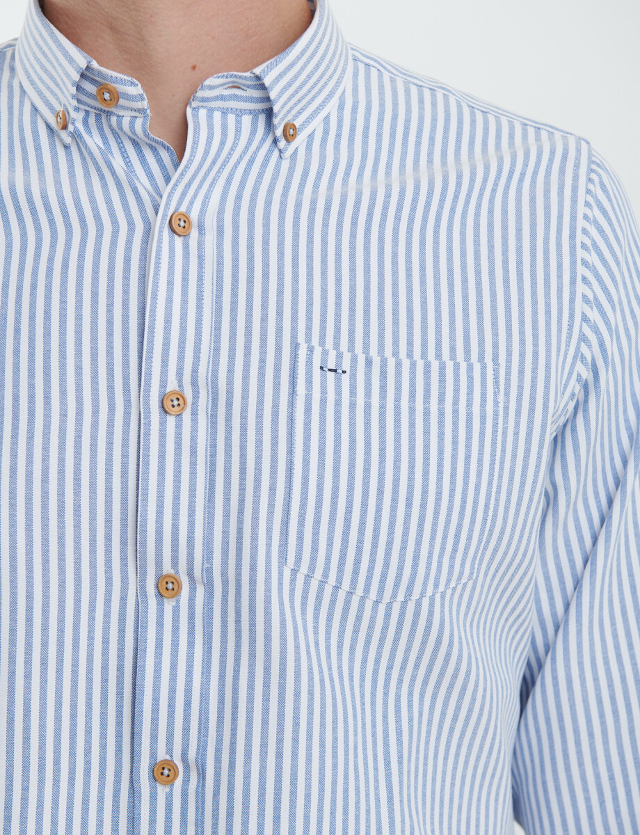 012622 CAMISA HARRINGTON LABEL Azul / Natural