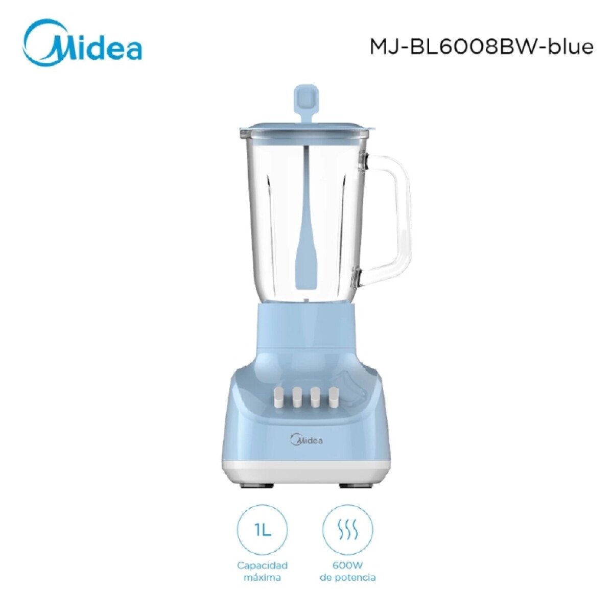 Licuadora Midea Vaso Vidrio 600w 