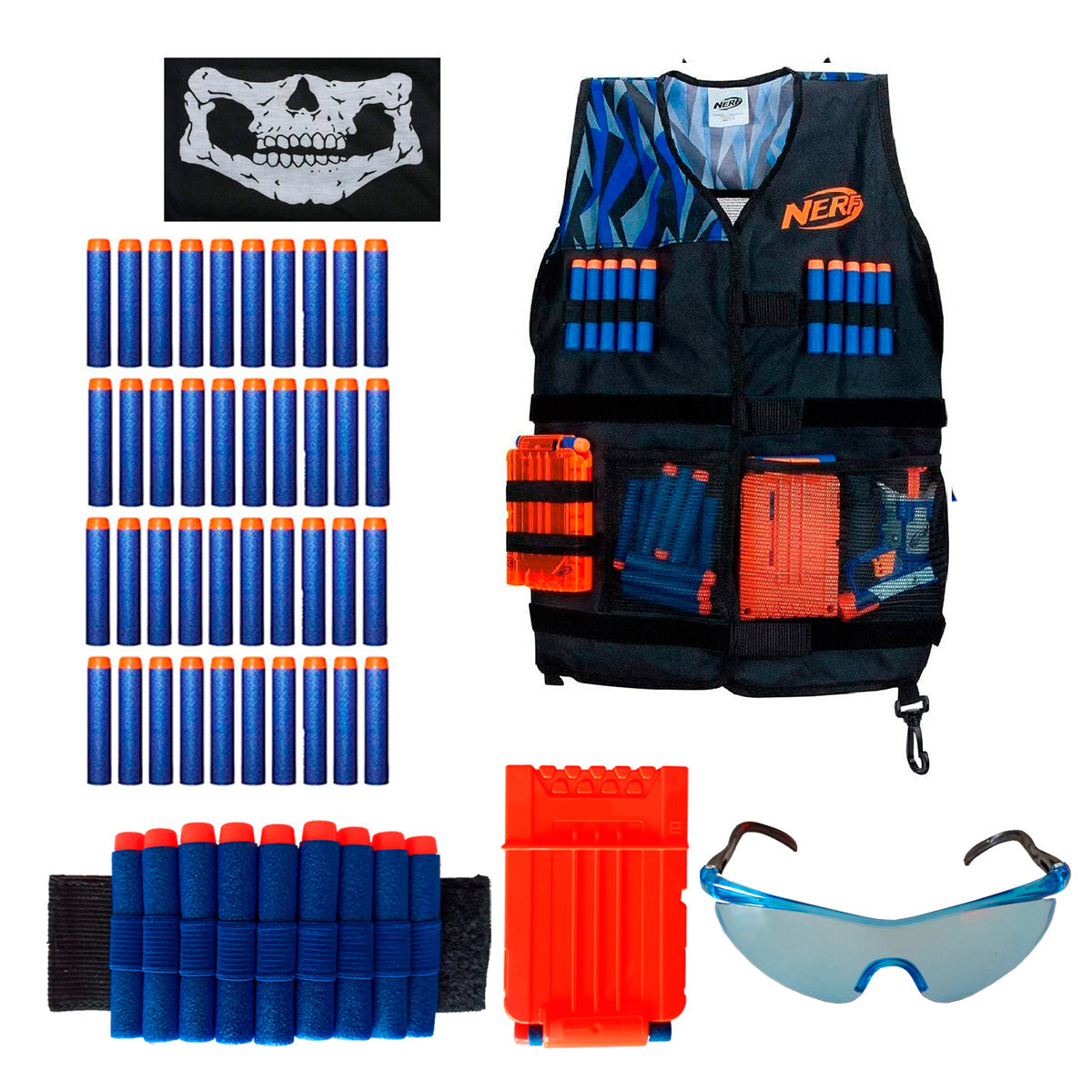 Chaleco Tactico Nerf Dardos Cargador Mascara Lentes - Modelo2 