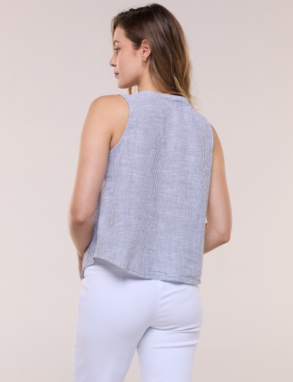 Blusa Algodón Nudo Frontal NEGRO/BLANCO