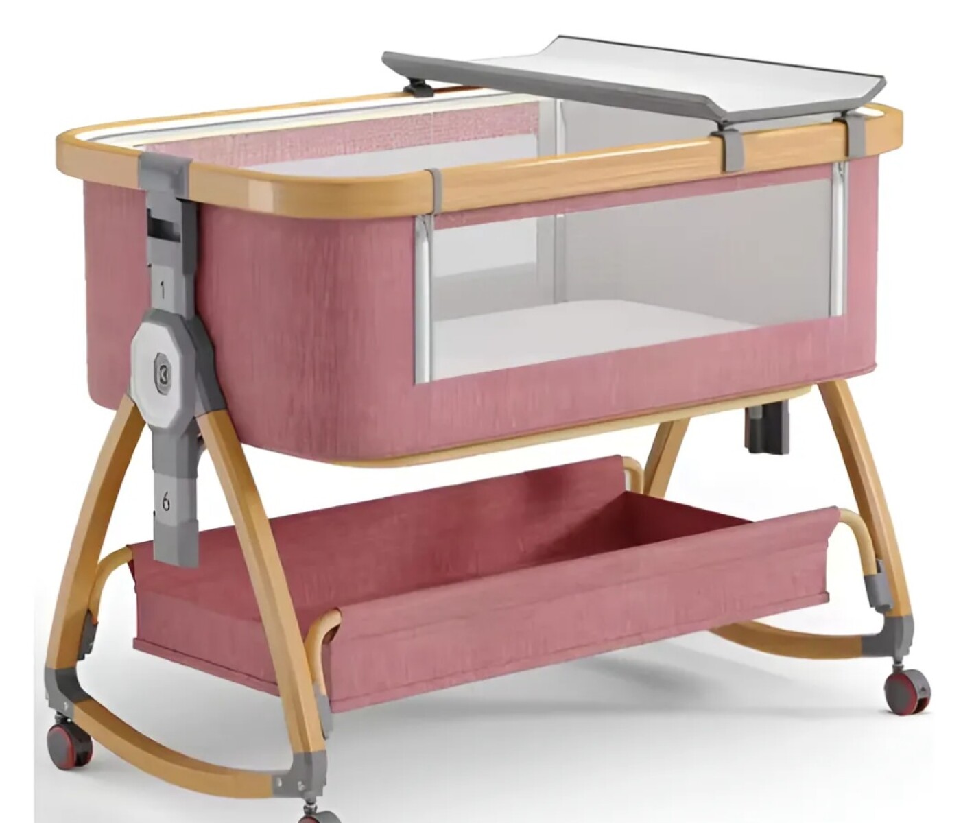 Cuna Colecho Moisés Cambiador Y Ruedas - Rosa 