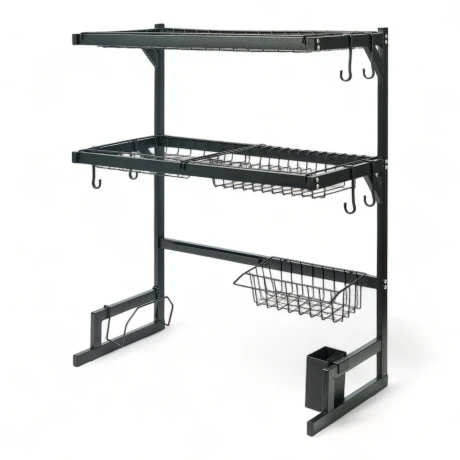 Escurridor Sobre Pileta Doble Nivel 65 Cm Negro 2 niveles Negro