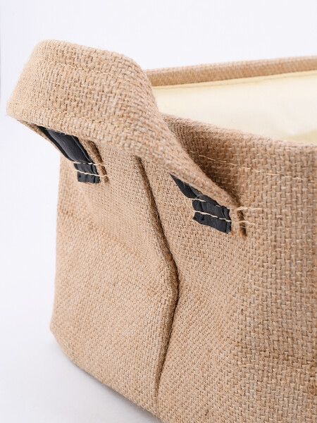 CANASTA RECTANGULAR DE YUTE BEIGE