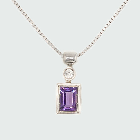 Colgante Brio Baguette de MOON en Plata 925 con amatista y brillante - Incluye cadena Colgante Brio Baguette de MOON en Plata 925 con amatista y brillante - Incluye cadena