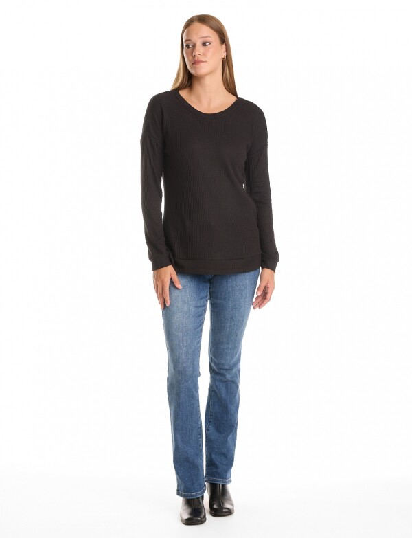 Remera Thermal Ribs NEGRO