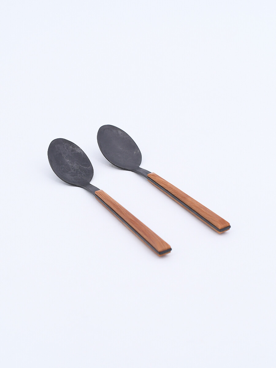 SET X 2 CUCHARA DE POSTRE - NEGRO 