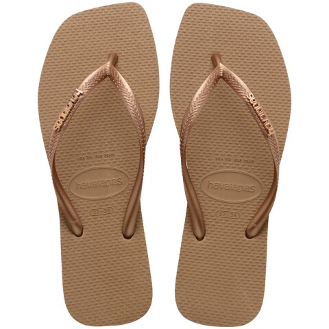 Ojotas Havaianas Slim Square Logo Metallic Dorado