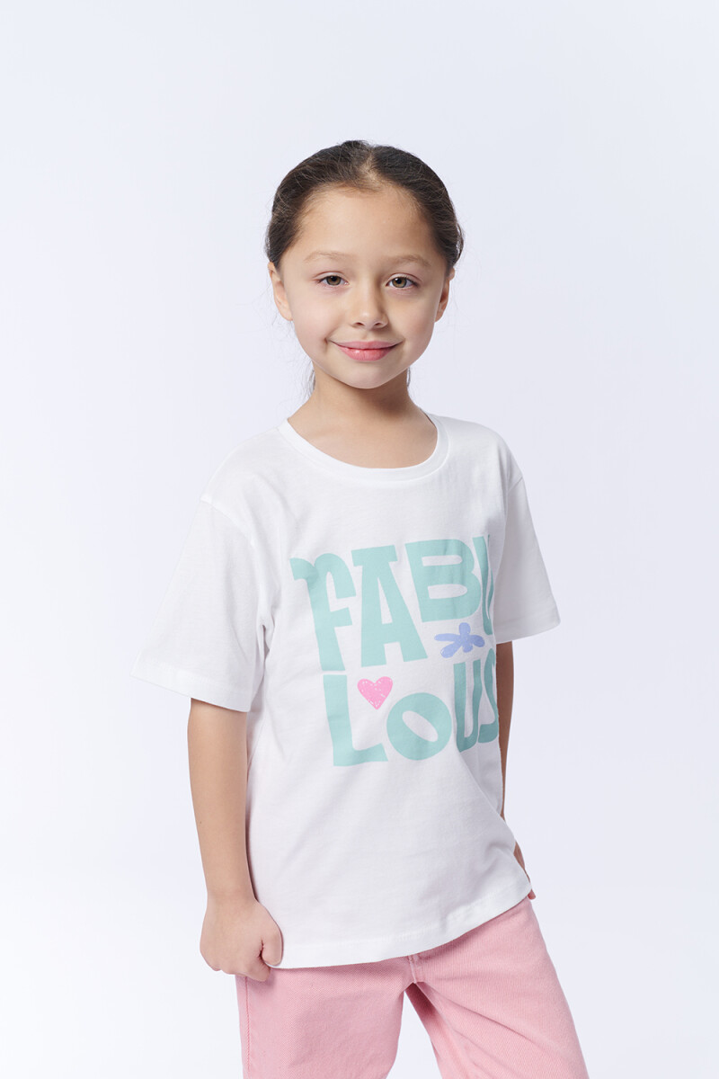 Remera Manga Corta Estampa Fabulous Blanca