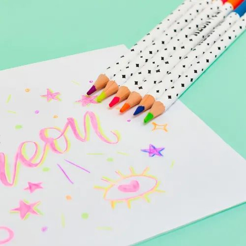 Lapices de colores neon Mooving caja x6 Lapices De Colores Neon Mooving Caja X6