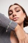 PULSERA CON BAÑO DE PLATA DE LEY CON CRISTALES VERDES Pulsera