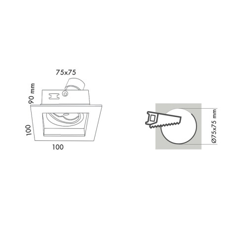 Downlight cuadrado ZARA negro p/GU10 (no inc.) MN0015