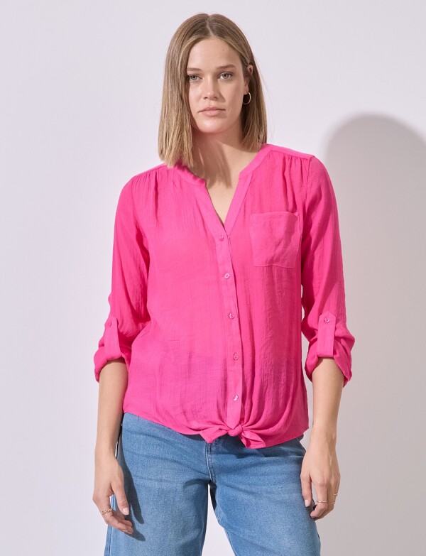 Blusa Botones Nudo FUCSIA