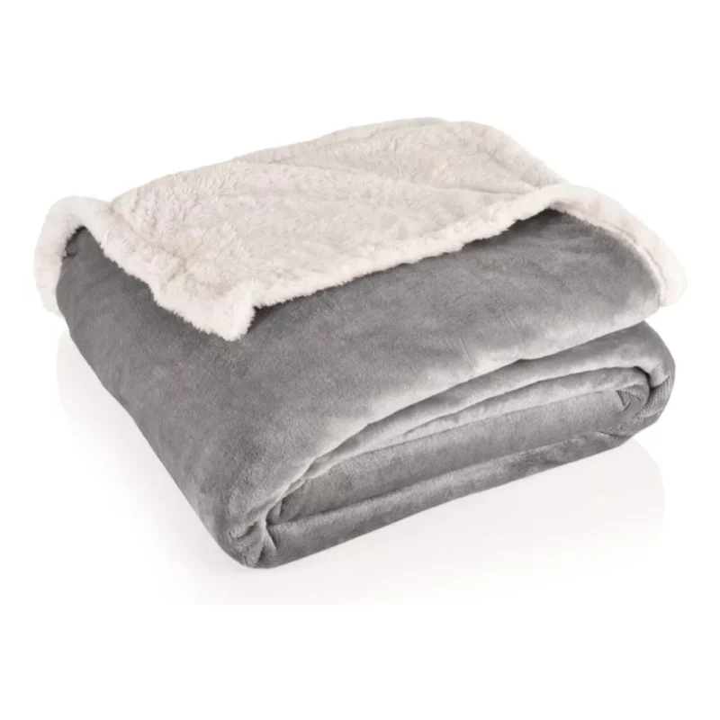 Frazada Reversible Queen Polar Corderito Microfibra 200x220 - Gris oscuro Frazada Reversible Queen Polar Corderito Microfibra 200x220 - Gris oscuro
