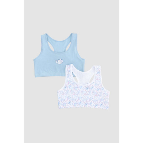 Pack x2 tops stitch algodon Celeste