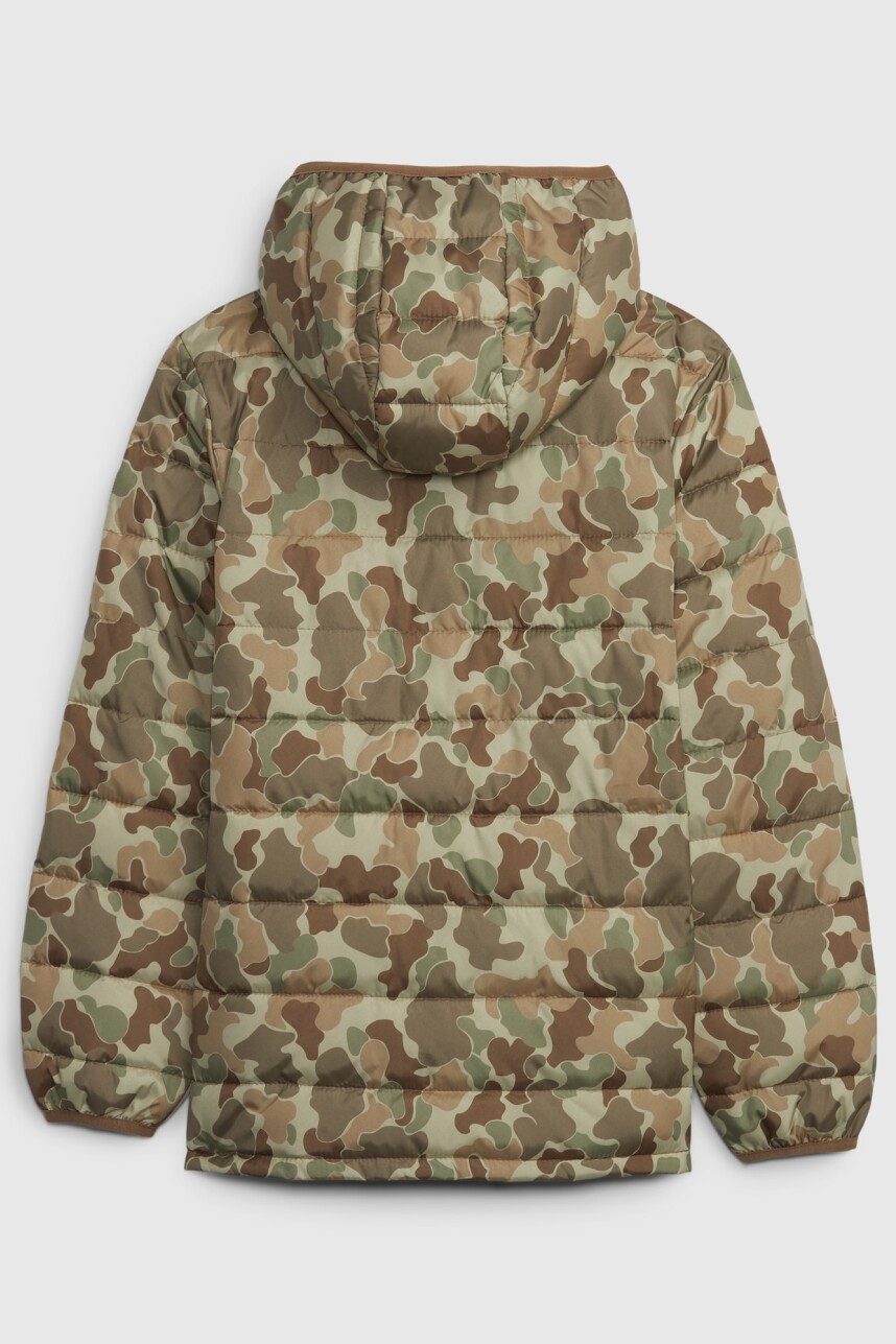 Campera Puffer Liviana Niño Green Camo