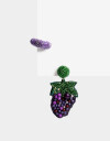 Aros Colgantes Largos Canutillos Set De Aros Colgantes Y Cuff Beads - Violeta Medio