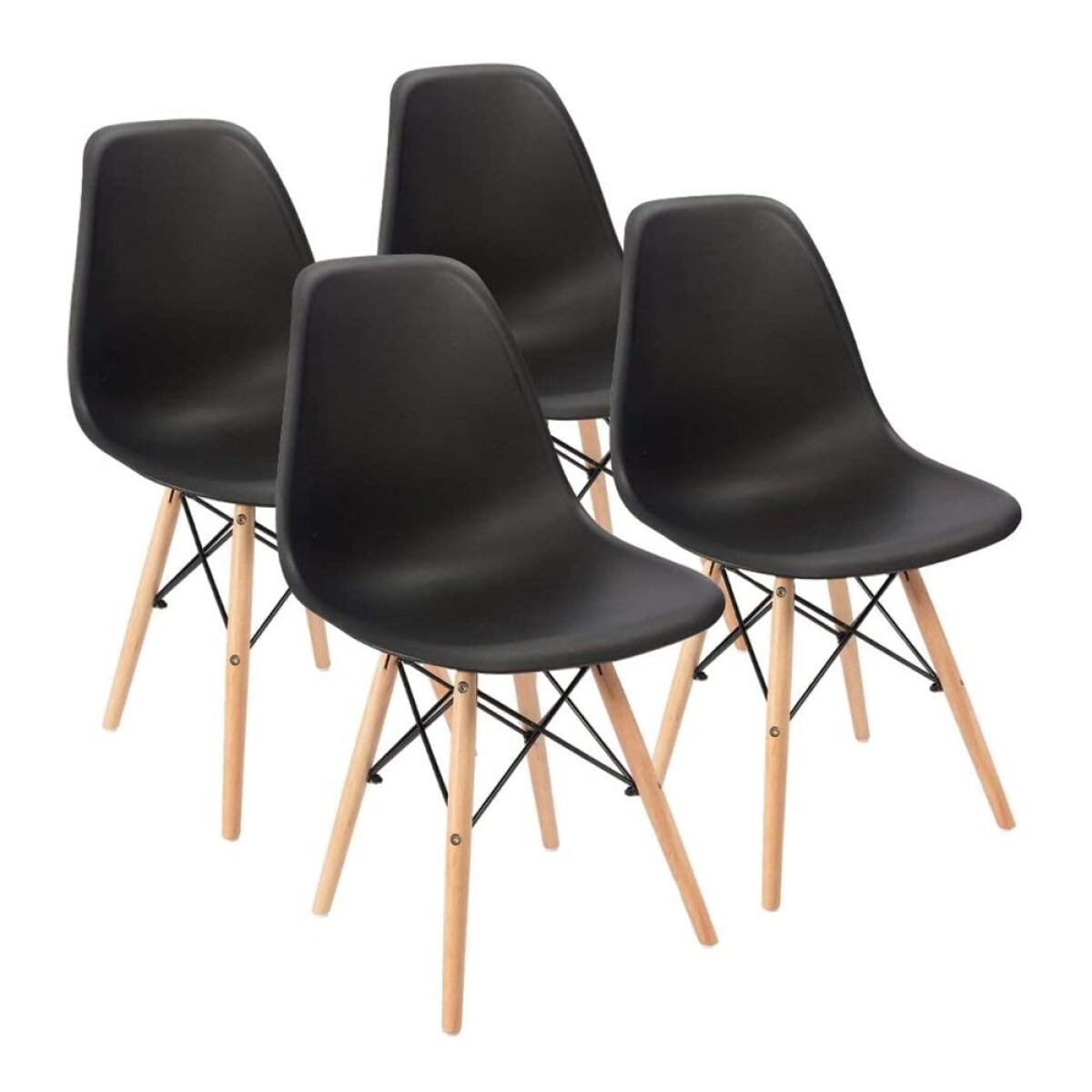 Set 4 Sillas Diseño Eames para Comedor Living Dormitorio - Negro 