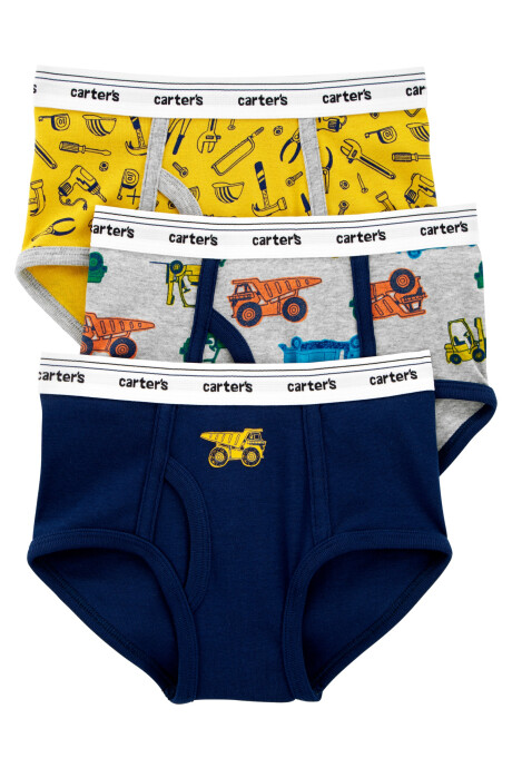 Pack tres calzoncillos slip de algodón, estampados Pack tres calzoncillos slip de algodón, estampados