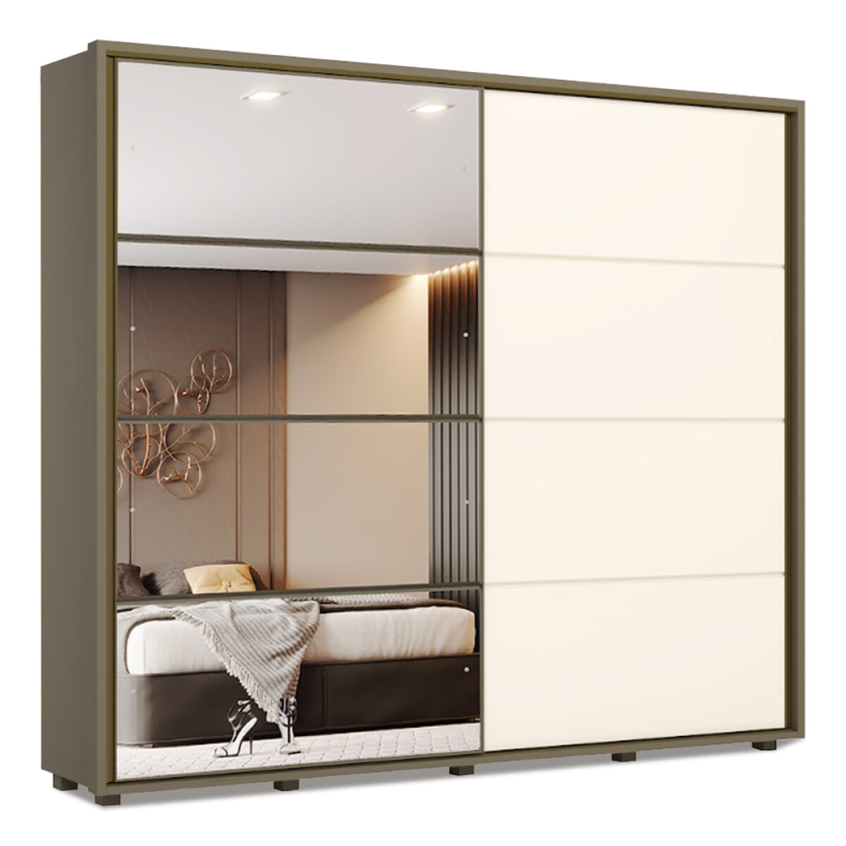 ROPERO CAVIC 2 PUERTAS 4 CAJONES INTERNOS CON ESPEJO GUARDARROPA CLOSET ARMARIO 100% MDF 