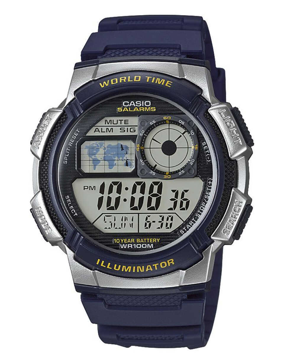 Reloj Digital Multifunción Casio AE-1000W Resistente al Agua 100mts - Gris/Azul Oscuro 