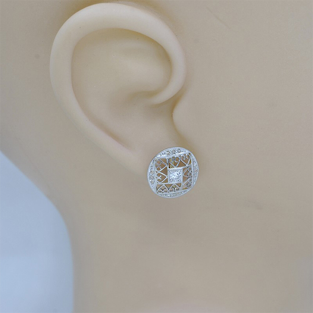 Caravanas Antiguas En Oro 18K, Platino, Brillantes Y Diamantes Caravanas Antiguas En Oro 18K, Platino, Brillantes Y Diamantes