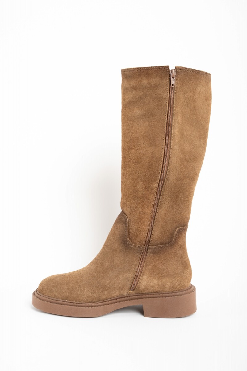 Bota Caña Alta Gamuza Camel