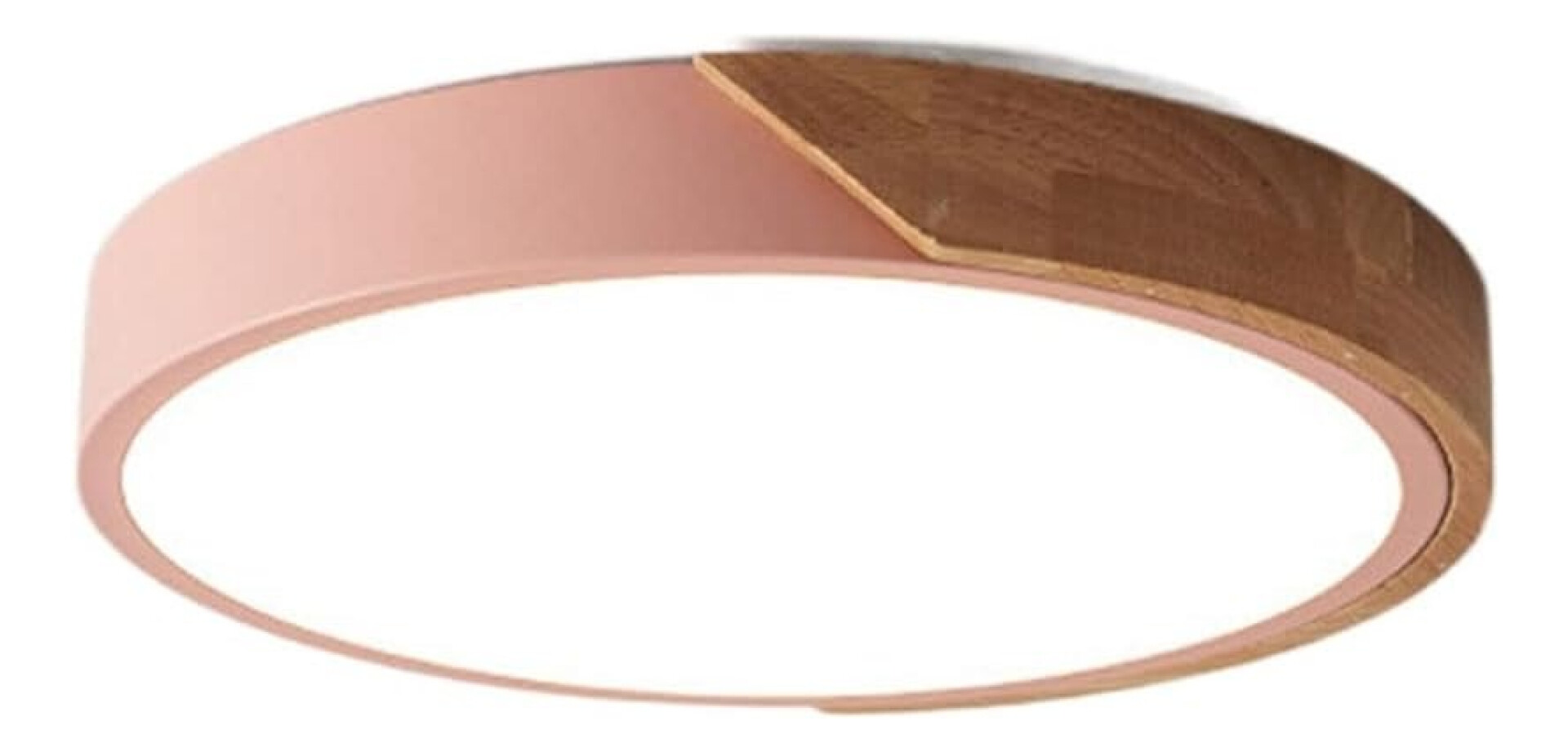 Luminaria Luz Fria Plafon Led Diám 30cm Metal Y Madera - Rosa 