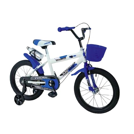 Bicicleta Urbana Infantil Rodada 16 Con Rueditas y canasto Azul