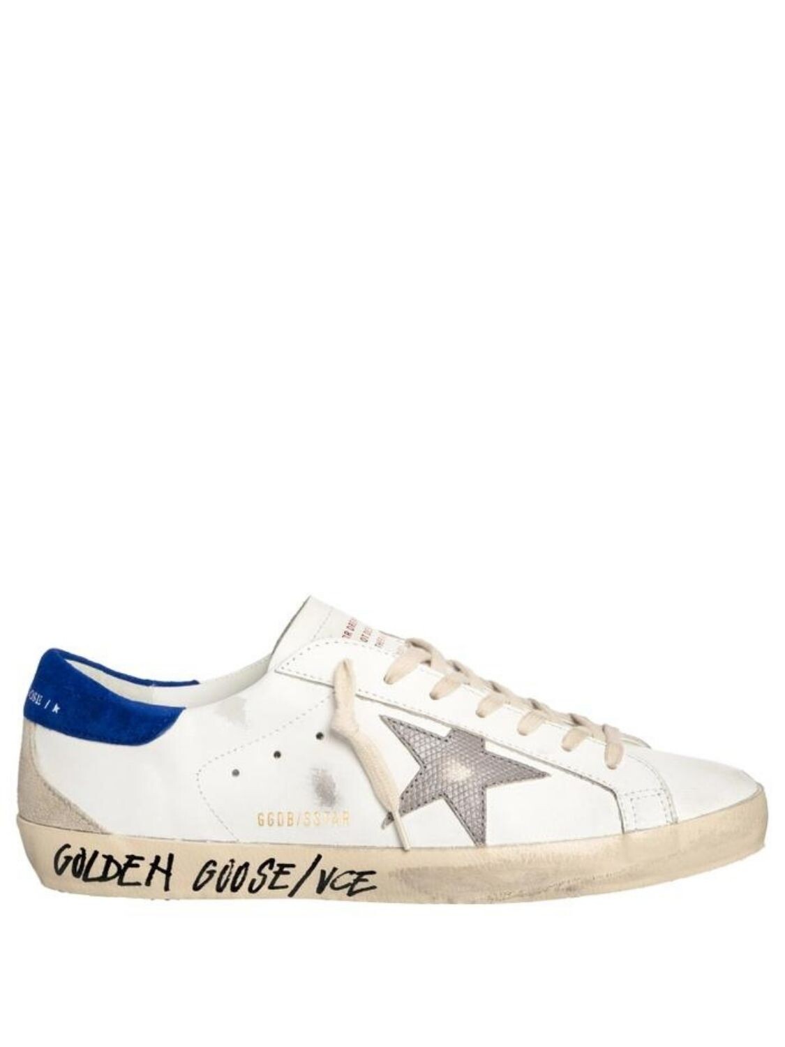 Golden Goose-Championes de cuero acordonados, Super Star Blanco