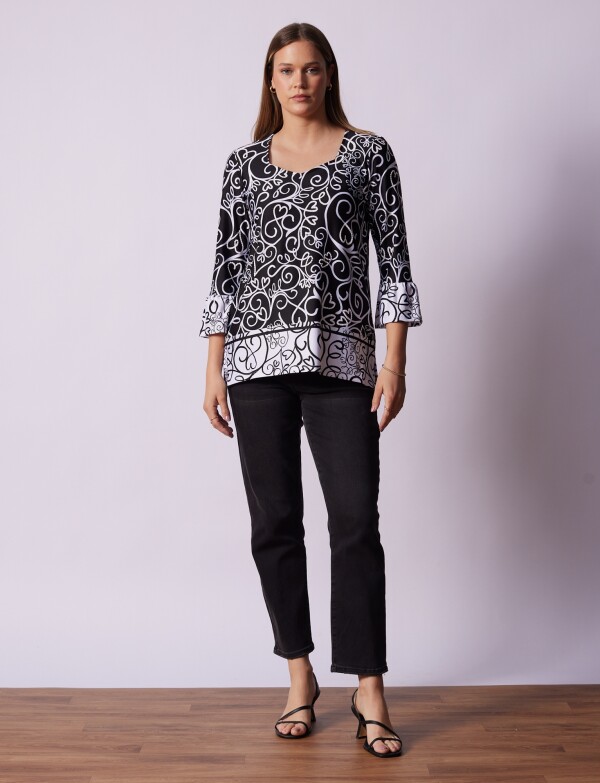Blusa Print NEGRO/BLANCO