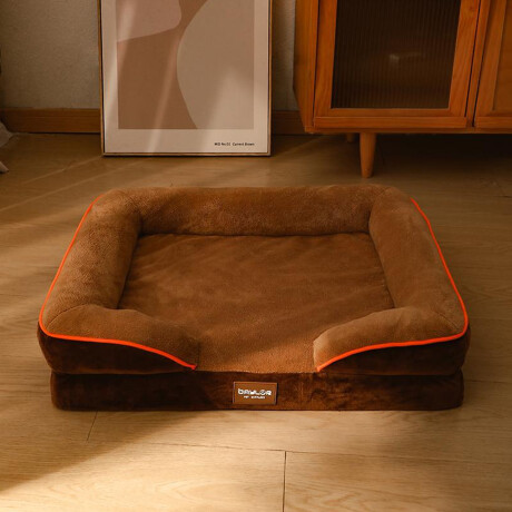 Cama Baylor Cucha Mediana Acolchonada de Felpa p/ Perro Gato Marrón