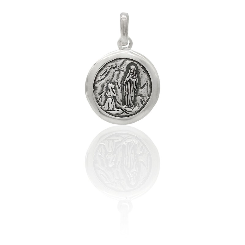 Dije Virgen de Lourdes-Plata 925 quemada-Sin Piedra-CP3053 Sinpiedra