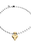 COLLAR DE BOLAS DE ALEACIÓN DE METALES BAÑADO EN PLATA DE LEY CON DETALLE DE CORAZÓN BAÑADO EN ORO 18K Colgante