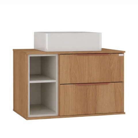 Mueble de baño suspendido Livia 78cm catedral con bacha de loza Mueble De Baño Suspendido Livia 78cm Catedral Con Bacha De Loza