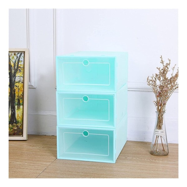 Caja Organizadora Zapatos Zapatera 12 Unidades Caja Apilable Color Variante Verdeagua
