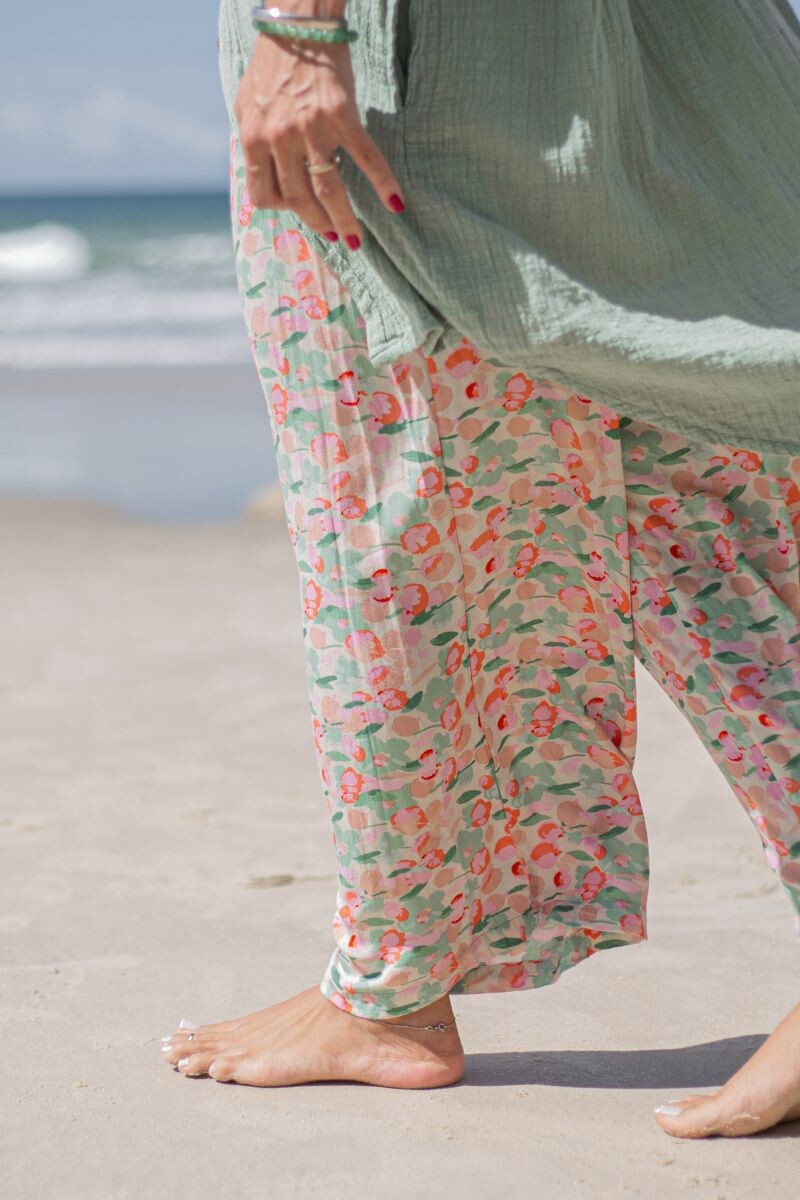 Babucha de rayòn Rosa con verdes